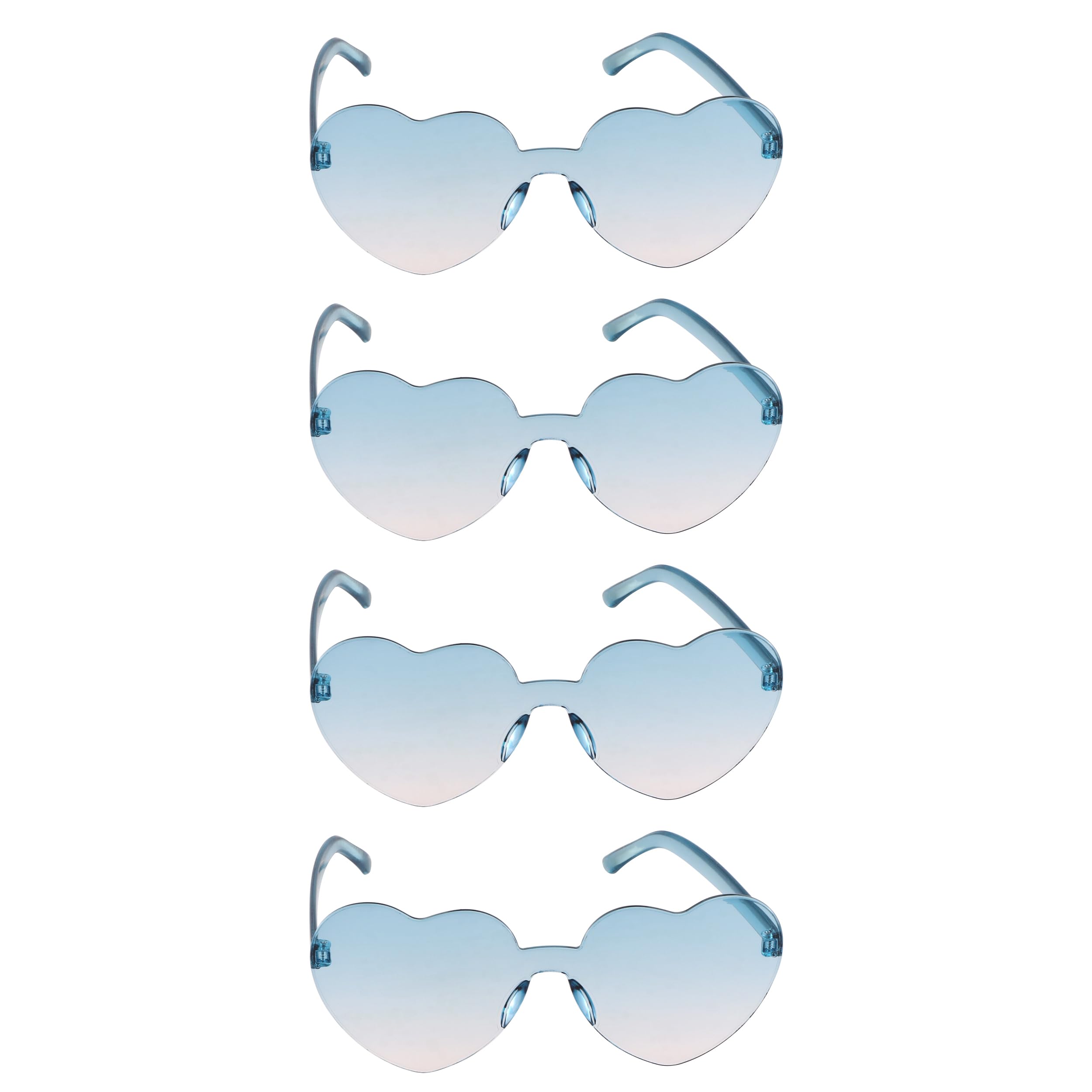 Chaks - 4 Pack Heart Shaped Sunglasses Retro Party Glasses with Gradient Colour Hippie Glasses for Festivals and Theme Parties