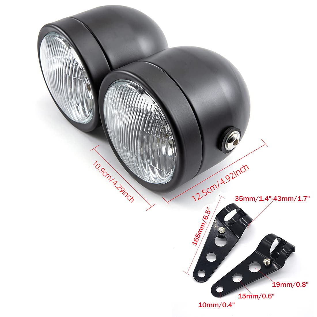 Faro Quadrato Vintage per Moto, Lampada Frontale Retrò Universale per Cafe Racer Bobber, Luce Rettangolare con Fascio Alto/Basso