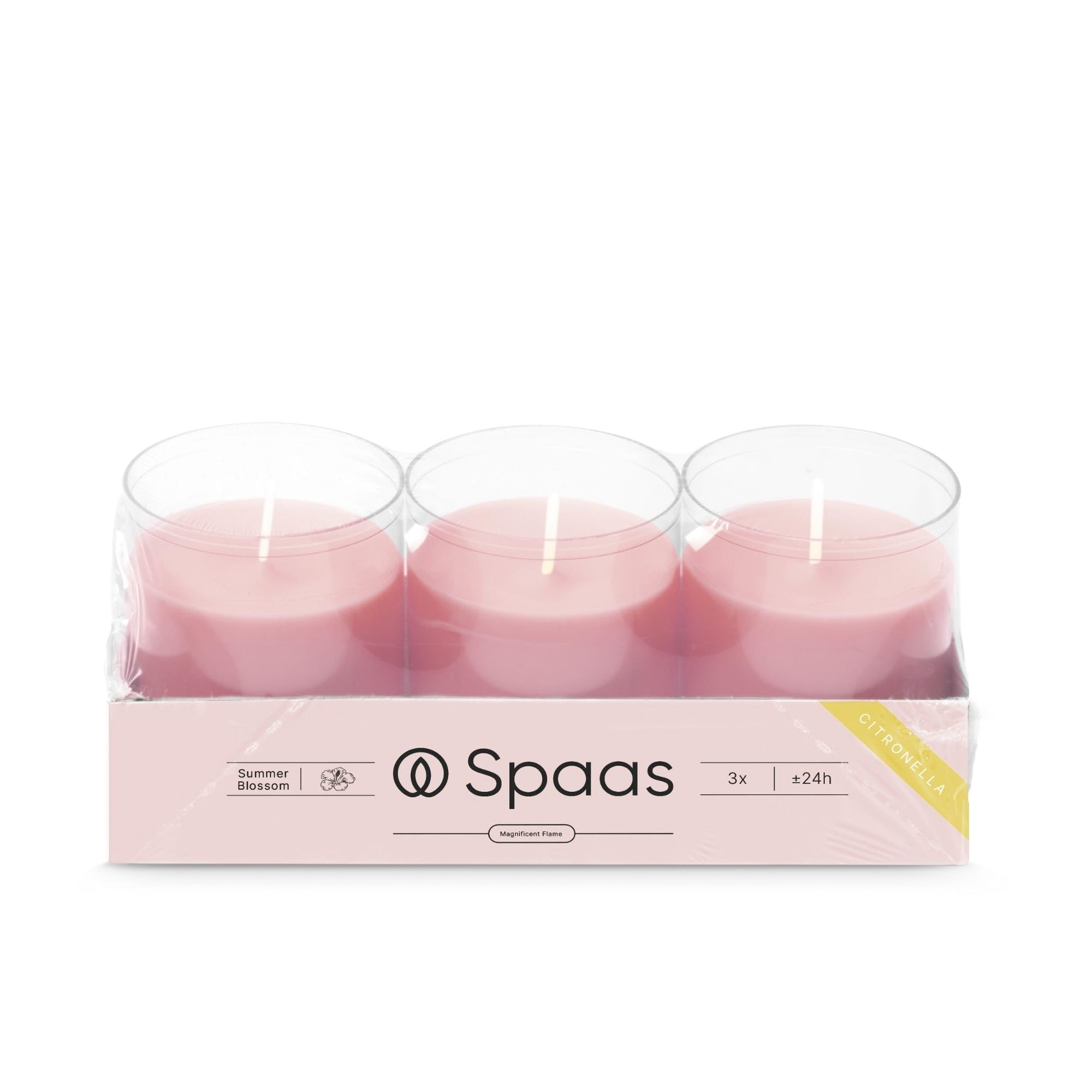 Spaas 3 Citronella Scented Refills, ± 24 Hours, Fairy Pink, Summer Blossom