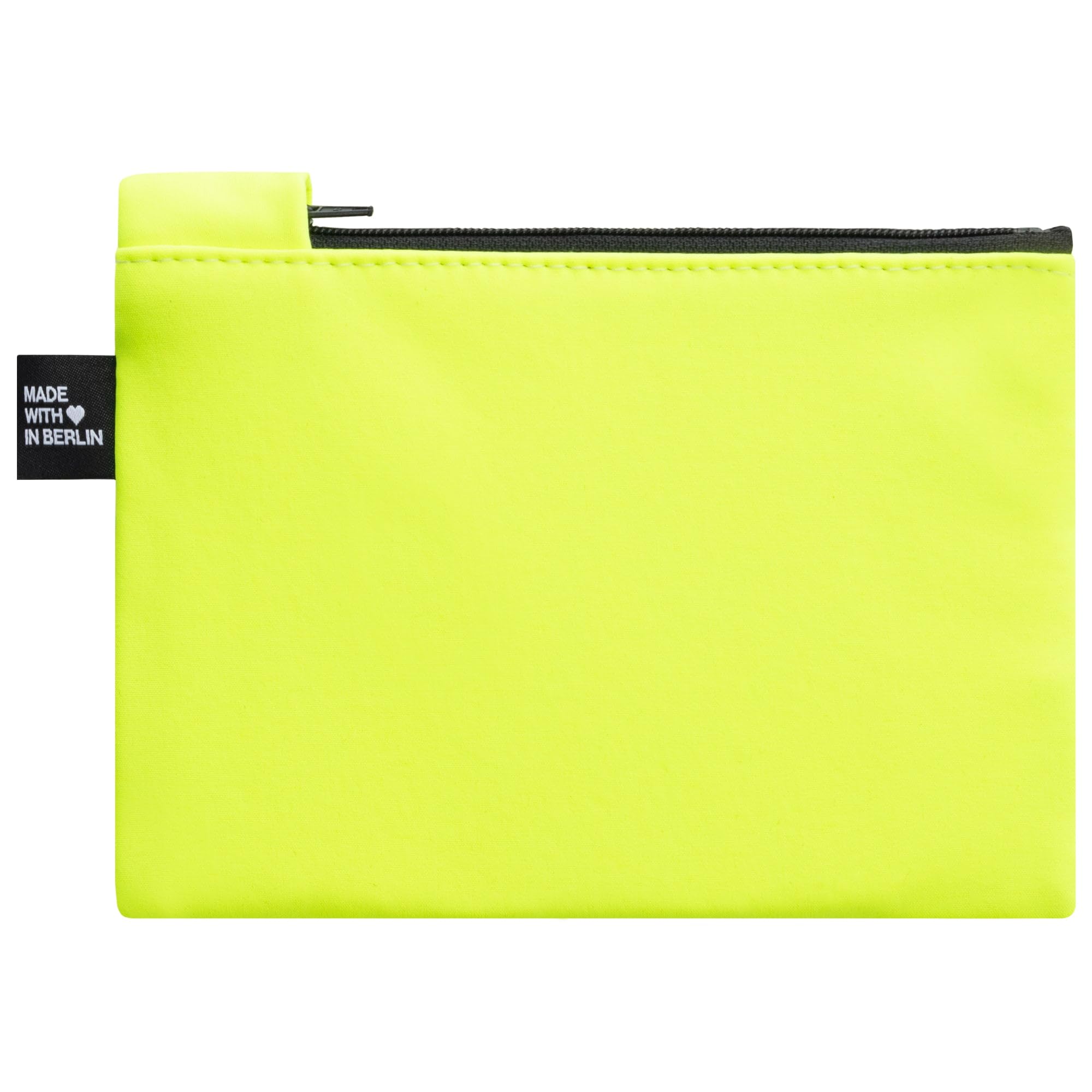 Etui Medium, Softshell Neongelb, Vegan, Handgenäht in Berlin Kleines Täschchen für Kinder Damen, Herren, Unisex.