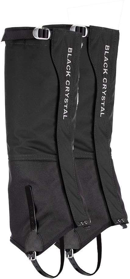 Black Crystal Hiking Ski Snow Gaiters Waterproof Nylon Men's Black Size Small