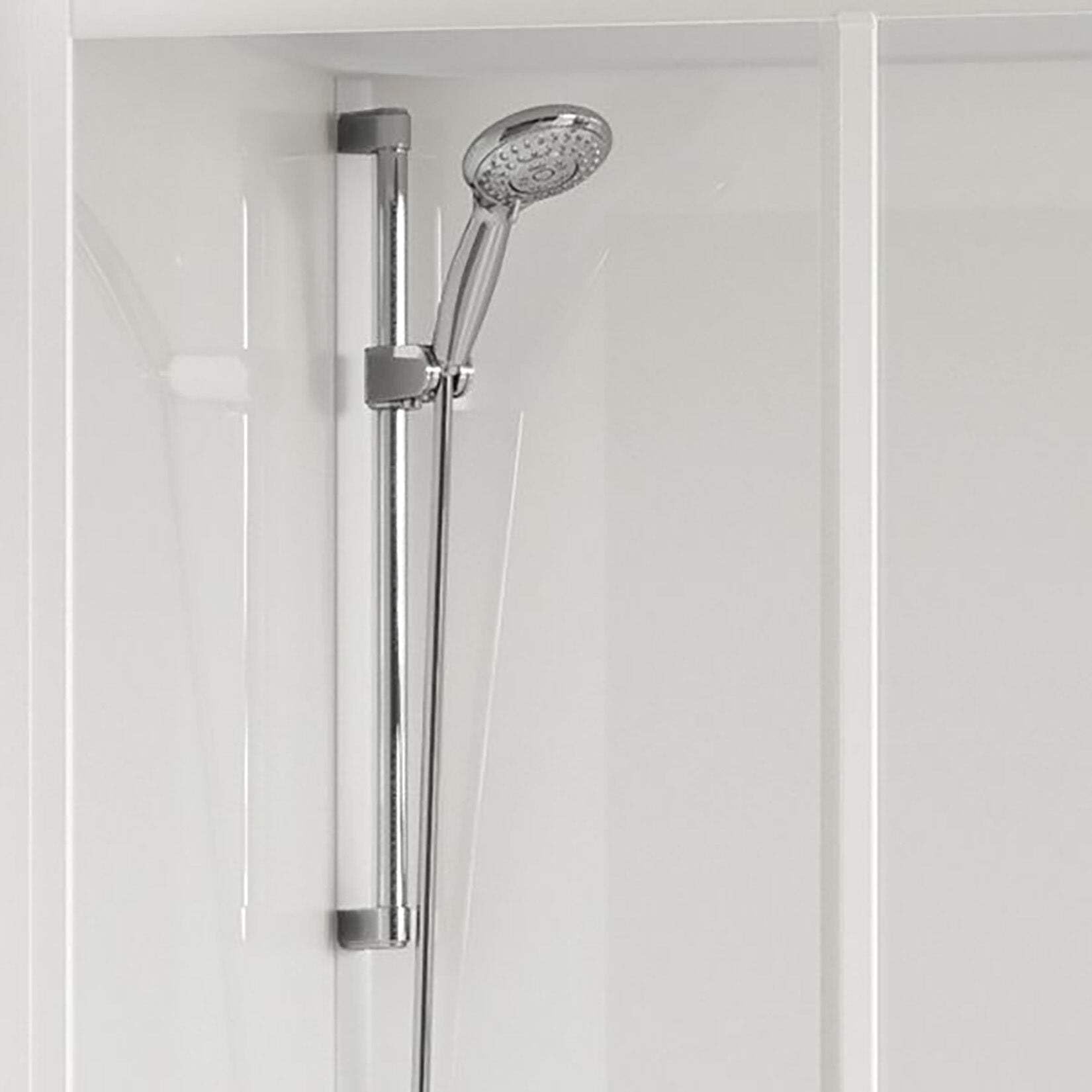 Novellini Media Glass A Standard 80 x 80 cm Cabina ducha multifunción apertura 2 puertas correderas montaje ángulo derecho izquierdo mezclador termostático vidrio transparente perfil blanco alto 210