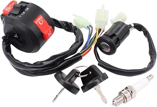 XtremeAmazing Conjunto de interruptor de arranque izquierdo con interruptor de llave de encendido de 4 cables para ATV chinos, motos Go Karts