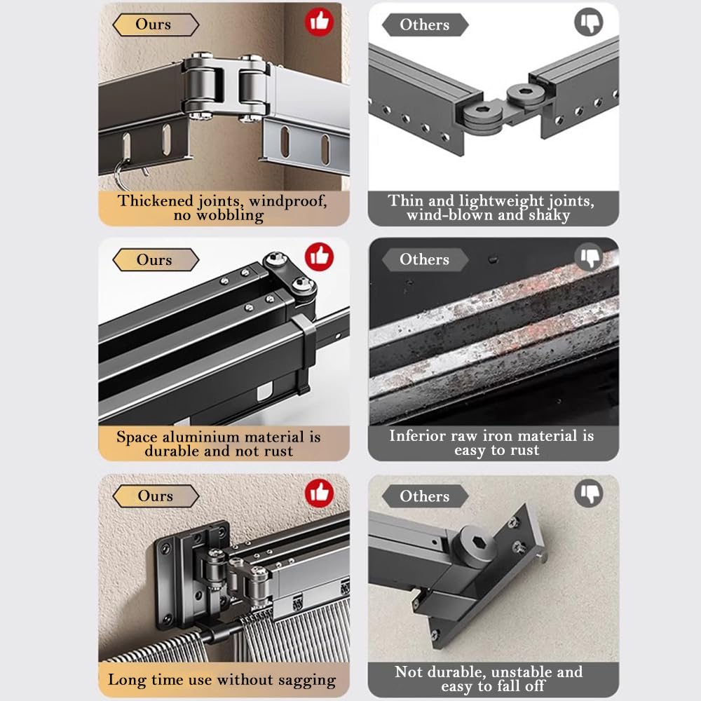 Hggzeg Wäscheständer zur Wandmontage, einziehbares Regal mit Haken, um 360 ° drehbar, dreifach, zusammenklappbar, für Balkon, Waschküche, Badezimmer (Bleigrau)