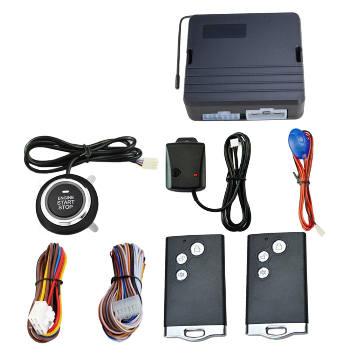 Ciieeo Alarme Antivol pour Voiture Système D'allumage Moteur 12v, Télécommande à Bouton-poussoir, Détection de Vibration et Verrouillage Automatique Abs pour Sécurité Automobile