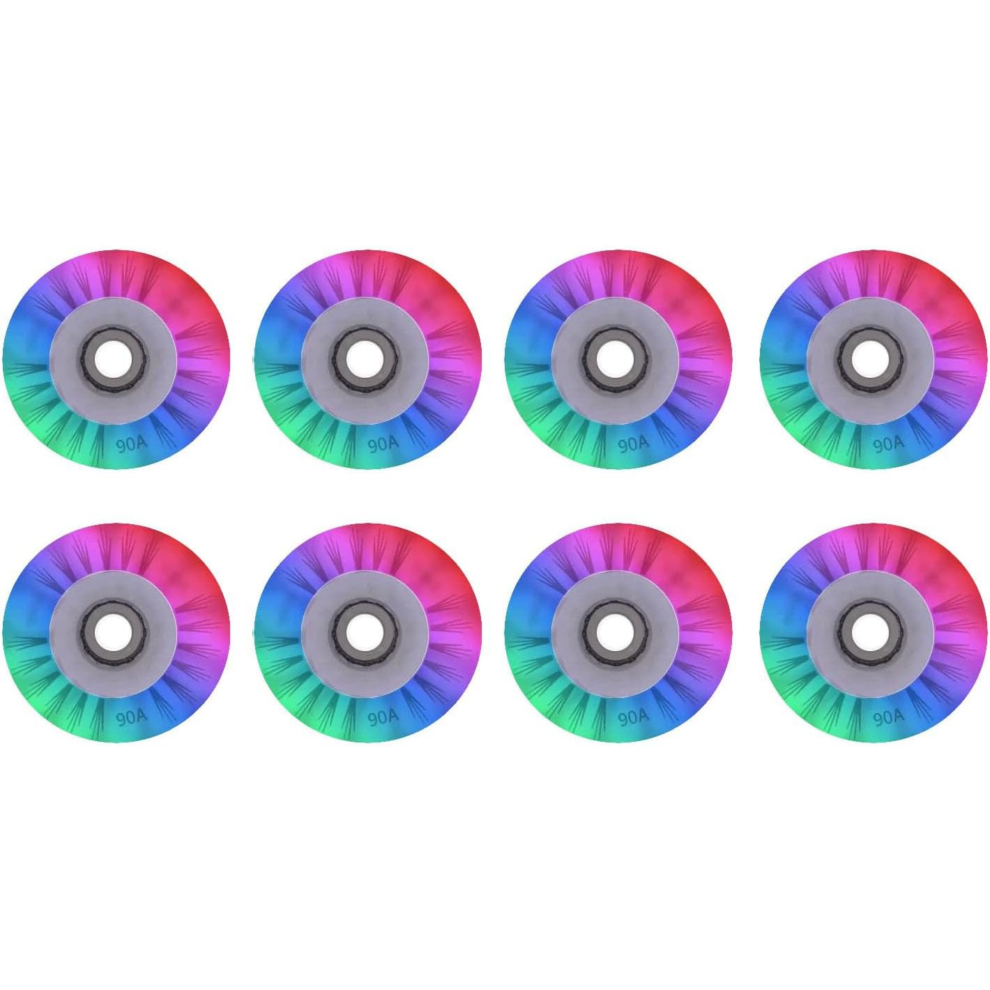 Roues de Patins à Roues alignées avec éclairage LED 72 mm/76 mm/80 mm Roues de Rechange en PU pour Patinage de Rue et extérieur, Lot de 8, colorées, 80 mm