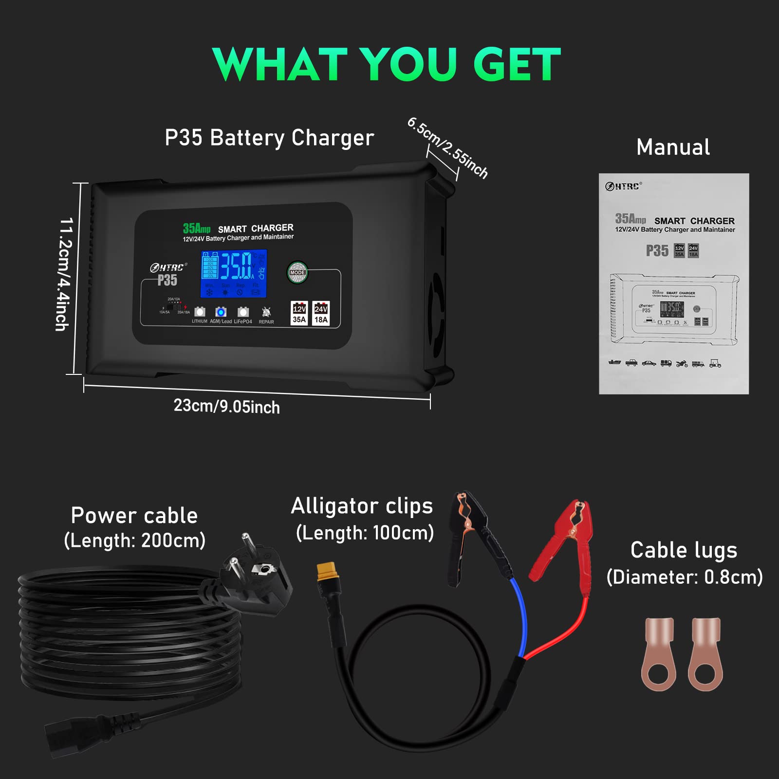 Caricabatteria Auto HTRC 25A Smart - Per 12V/24V, Lithium, LiFePo4 E Piombo - Foto 3