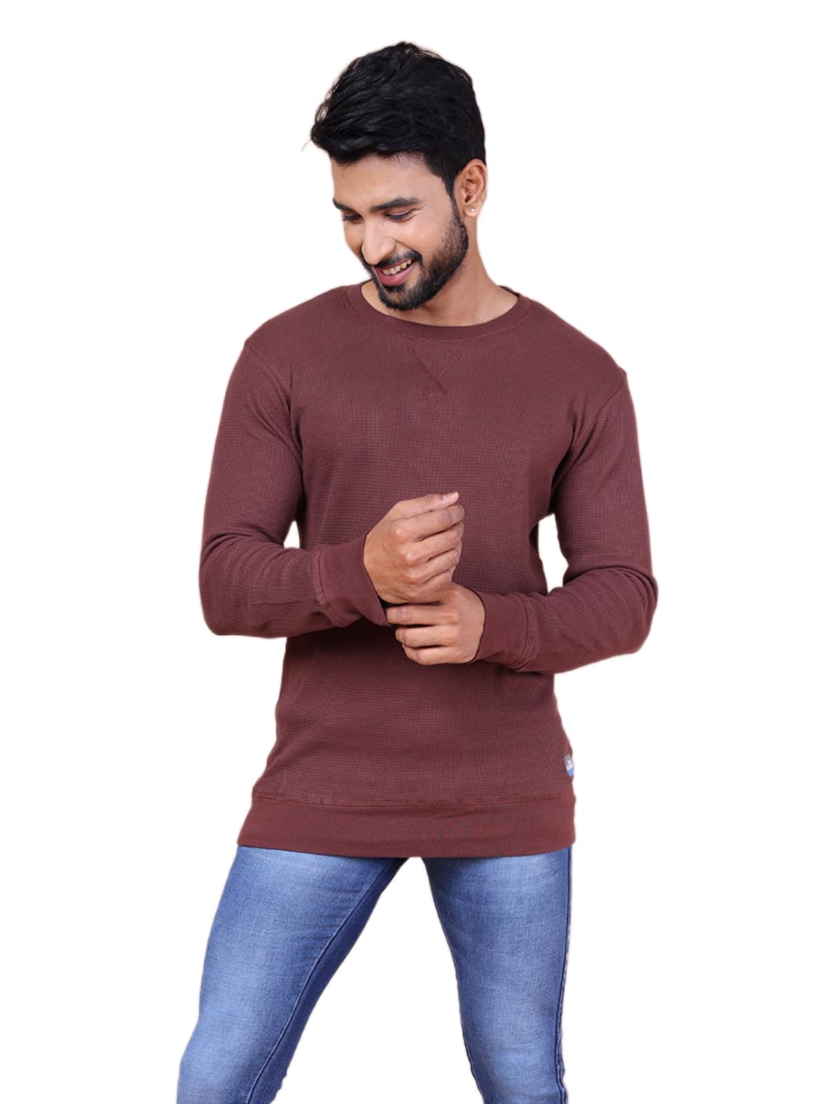 Colors Waffle Texture Full Sleeve T-Shirt for Men - 100% Cotton, Ribbed Crew Neck, Breathable Fabric, Enhanced Texture, Super Stretchable, Label-Free Comfort, Anti-Fungal Dye. Pack of 1-image-33