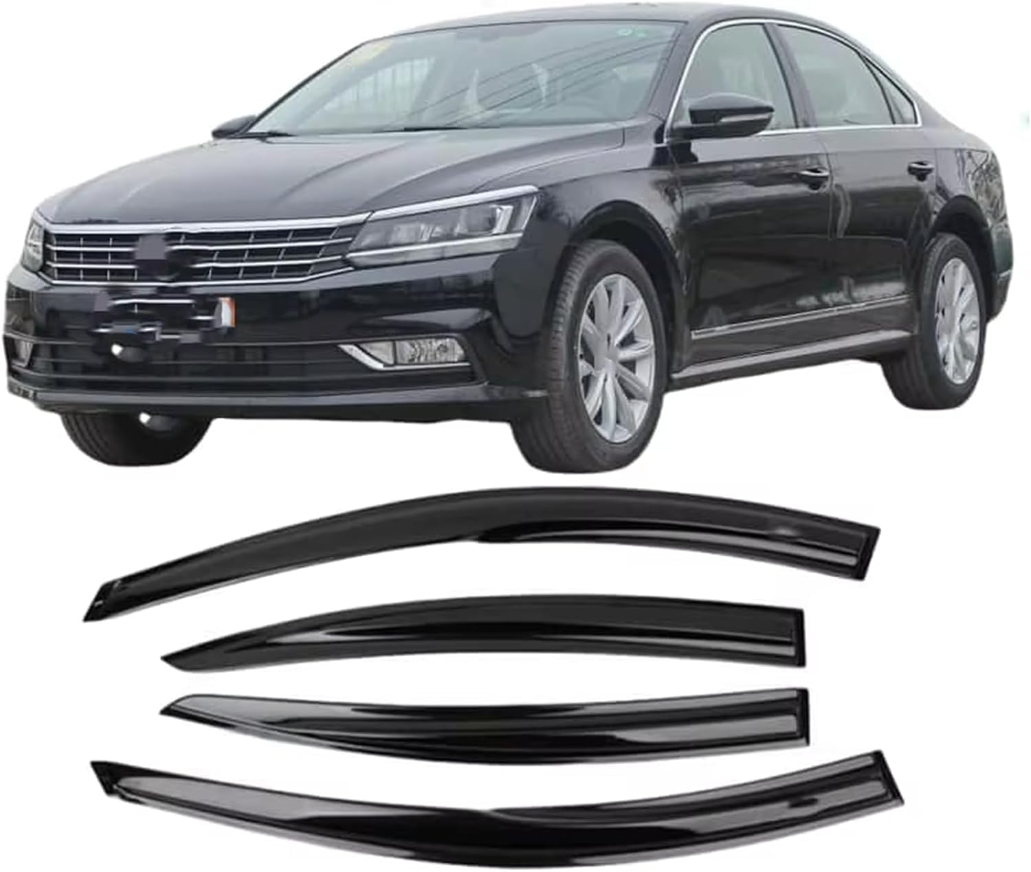 Liufangfc Normal Wind Deflectors For Vw Passat Sedan 2011-2018 – 4Pc Tape-On Smoked Visors, Weatherproof, Anti-Salt/Snow, Low-Noise