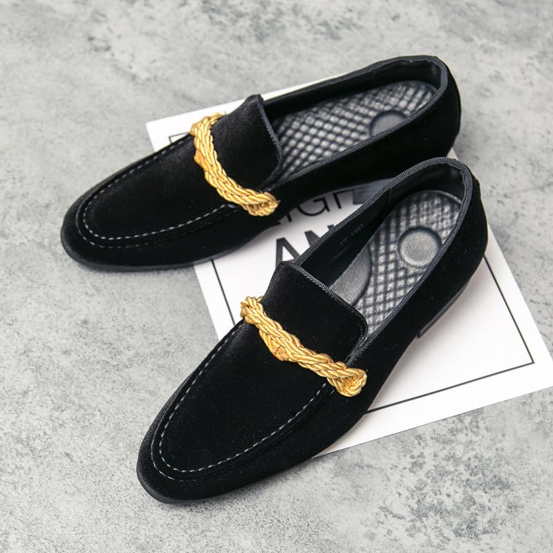 Santimon Mens Velvet Moc Toe Penny Loafers Slip-on Classic Twist Braid Dress Wedding Formal Prom Shoes for Men2