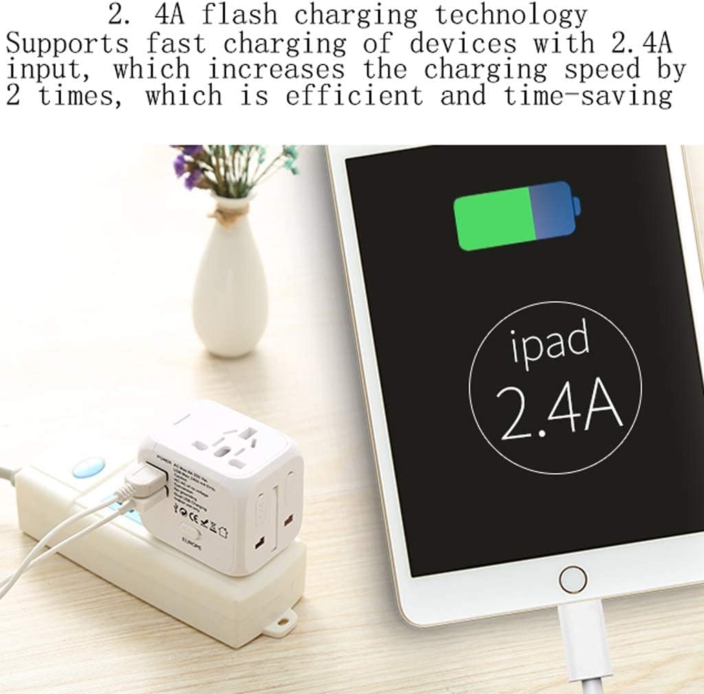 Adaptador de Enchufe de Viaje Internacional Europeo con 2 USB Adaptador Universal en Todo el Mundo Adaptador de Terminal de Viaje multinacional