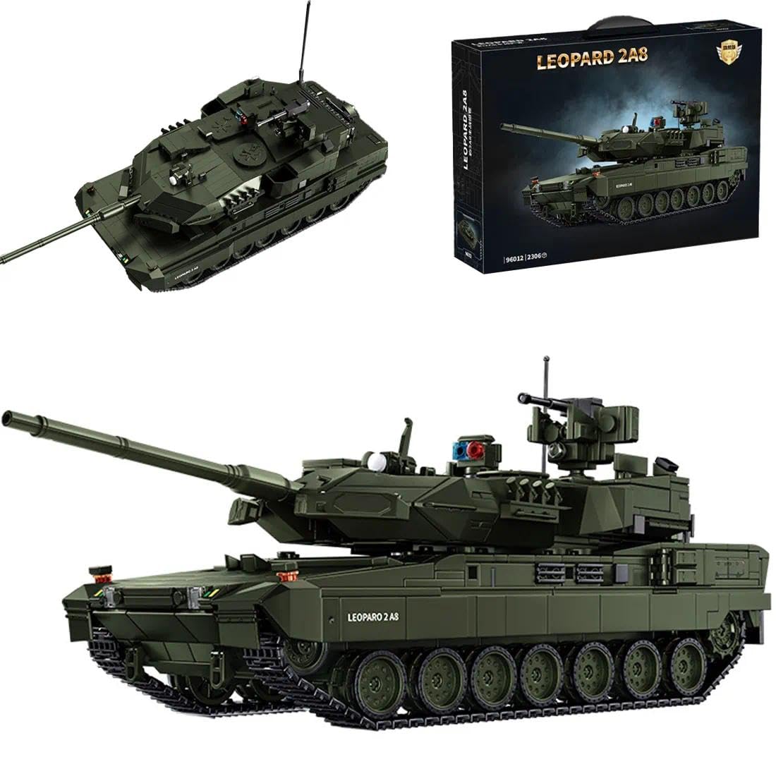 Technik Panzer Bausteine, MOC Kreativität 2306 Klemmbausteine Leopard 2A8 Tank Modellbausatz, DIY Konstruktionsspielzeug Home Office Decor Geschenke für Jungen Erwachsene