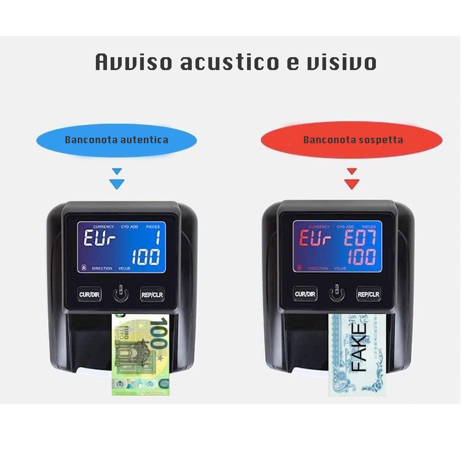 081 Store - RILEVATORE BANCONOTE RILEVA CONTA SOLDI VERIFICA EURO FALSI CONTABANCONOTE USB CON BATTERIA AGGIORNATO