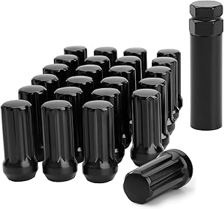 glorider M14x1.5 Lug Nuts Spline Black 24 Pack 14x1.5 Aftermarket Wheel Lugnut,2" Tall Large Acorn Seat with Socket Key for Avalanche Chevy Silverado Tahoe Avalanche GMC Yukon Cadillac Lincoln SAAB