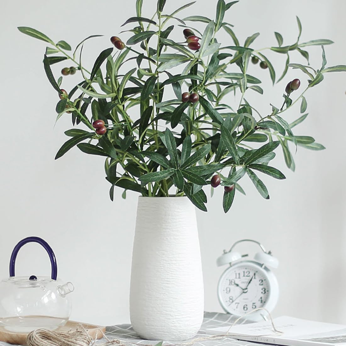 Weiße Keramik-Vase Im Landhausstil, 25 Cm Hoch – Für Trocken- & Frischblumen, Tischdeko Für Zuhause & Büro