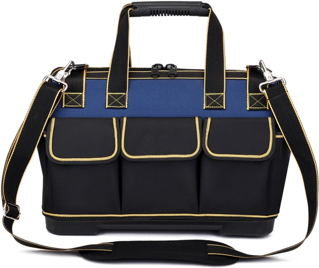 Wide Mouth Tool Bag, Tool Bag for Men, Collapsible Tool Tote, Heavy Duty Tool Tote Bag For Men/Women, Portable Electrician Tool Organizer Handbag For Tool Storage, Carrier and Organizer (Blue)