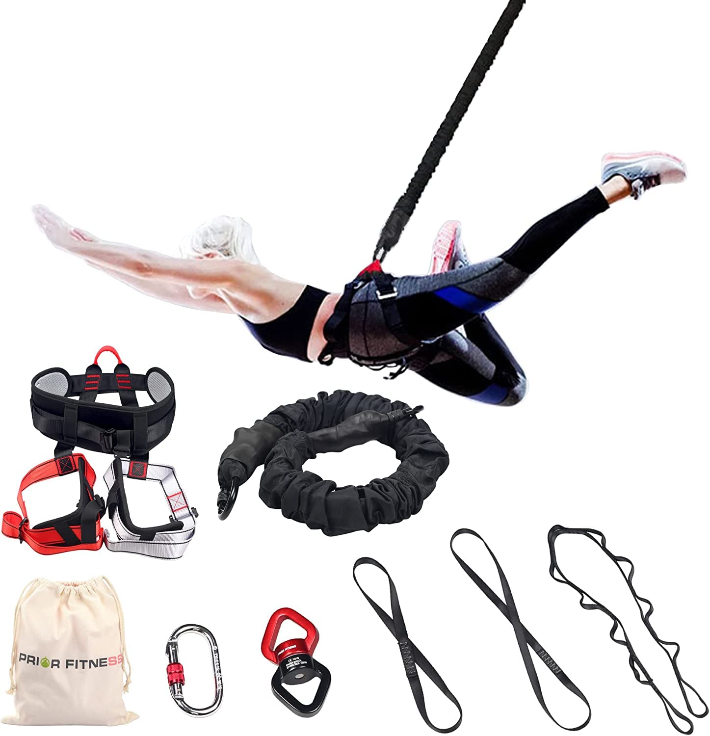 PRIOR FITNESS Bungee Fitness Equipment Set Casual Cord Rope Resistance Bands Dance Rope Exercise At Home Gym Suspension Trainer Professional Training