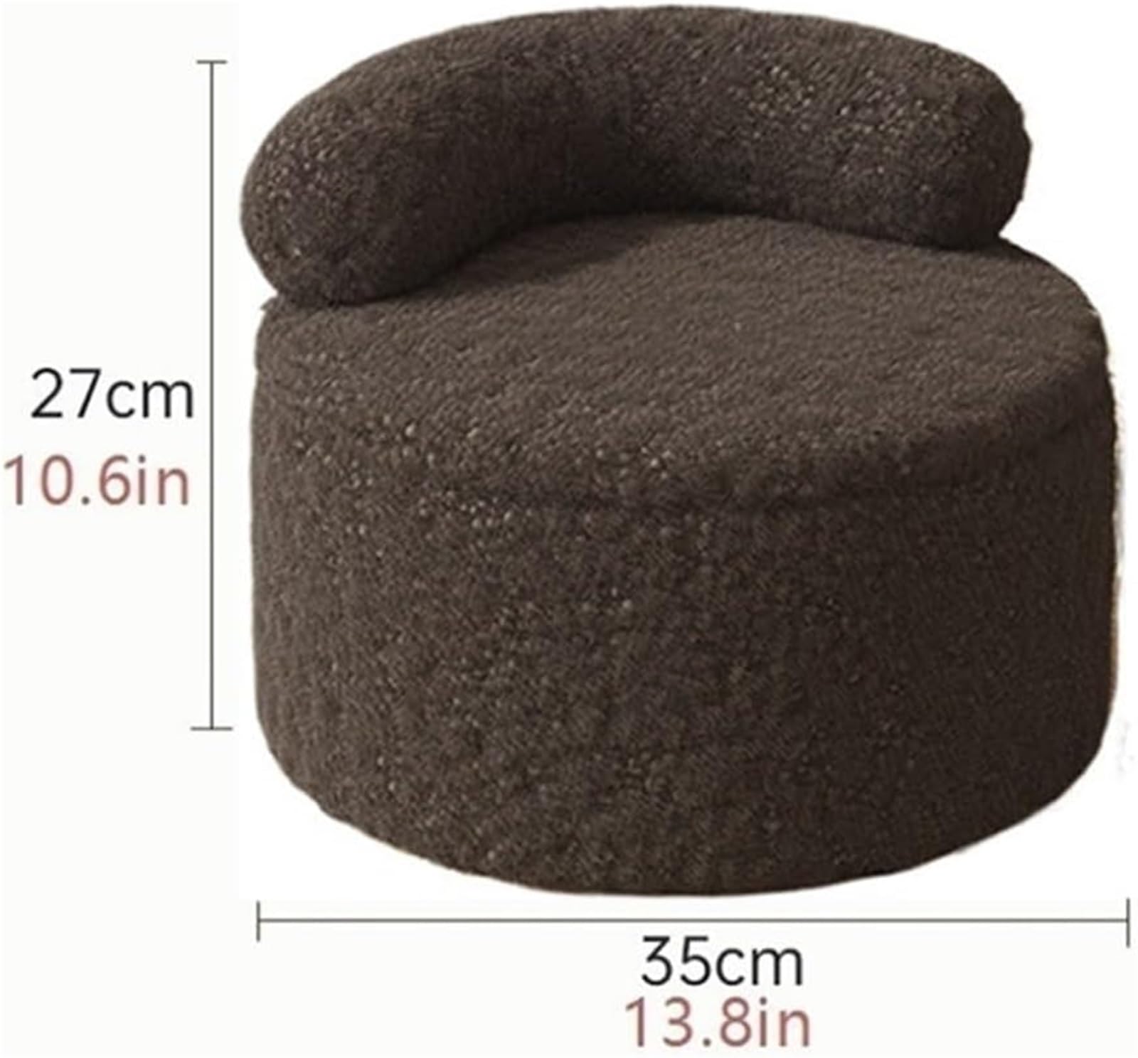 Sgabello rotondo multifunzionale ottomano con schienale, sedile imbottito di colore bianco, per soggiorno, camera da letto, poggiapiedi, tavolino da caffè