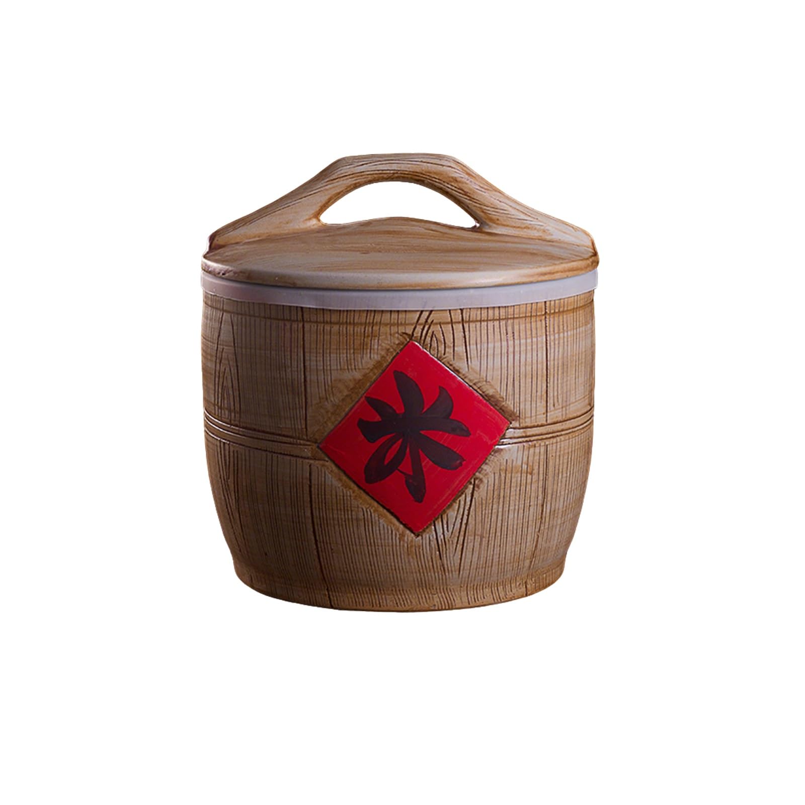 Vaso per riso in ceramica/Contenitore per riso Barile per cereali e riso Vaso da riso cinese decorativo in ceramica Distributore di cereali Scatola ermetica per conservazione alimentare del riso.(15