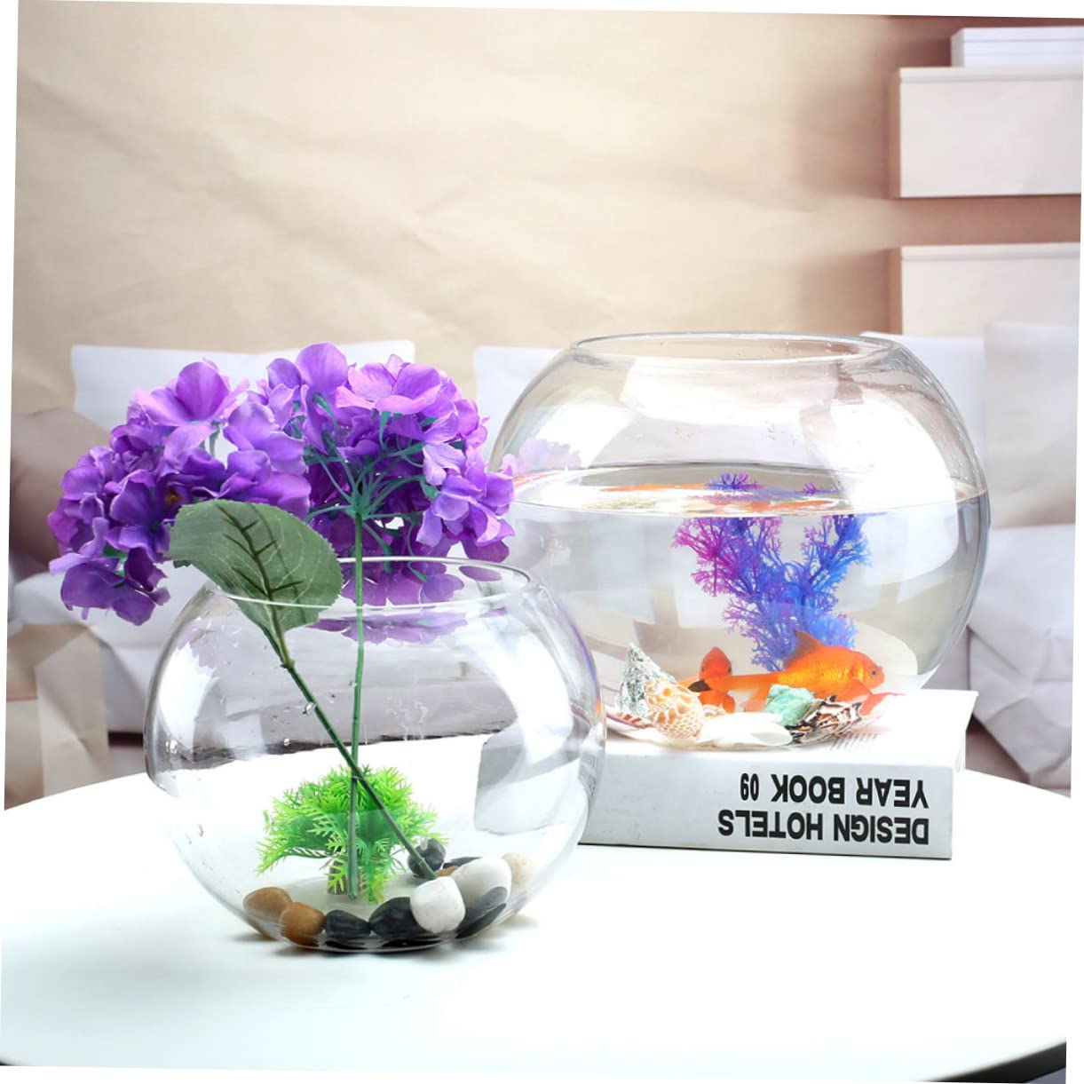 PRETYZOOM Vasca Per Pesci Rossi Acquario Trasparente Da Tavolo Acquario Multifunzione Per Betta Decorazione Casa Ufficio