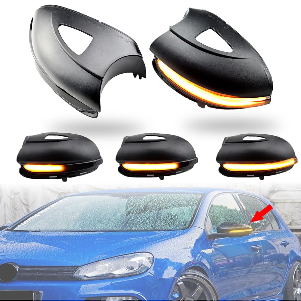 2 pezzi Segnale dinamico a LED sequenziale per specchietto laterale Compatibile con VW Golf MK6 Compatibile con GTI 6 R Line VI R20 Tou-ran con fori
