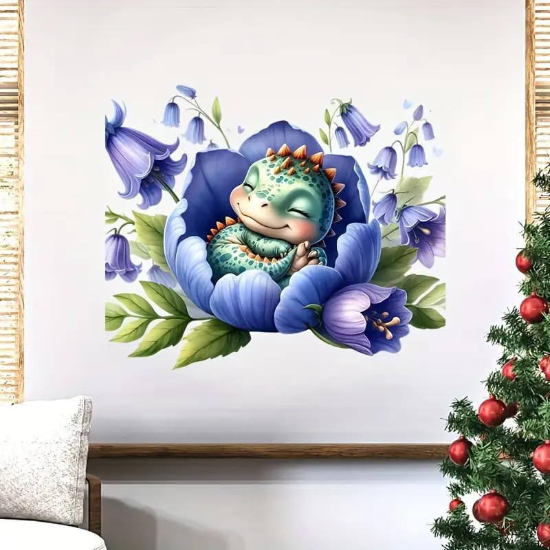 Merry Christmas Flower Dinosaur Toilet Cover Sticker Decals,Spring Flower Leaf Butterfly Waterproof Toilet Lid Tank Seat Decals Cistern Self-Adhesive Bathroom Wall Sticker