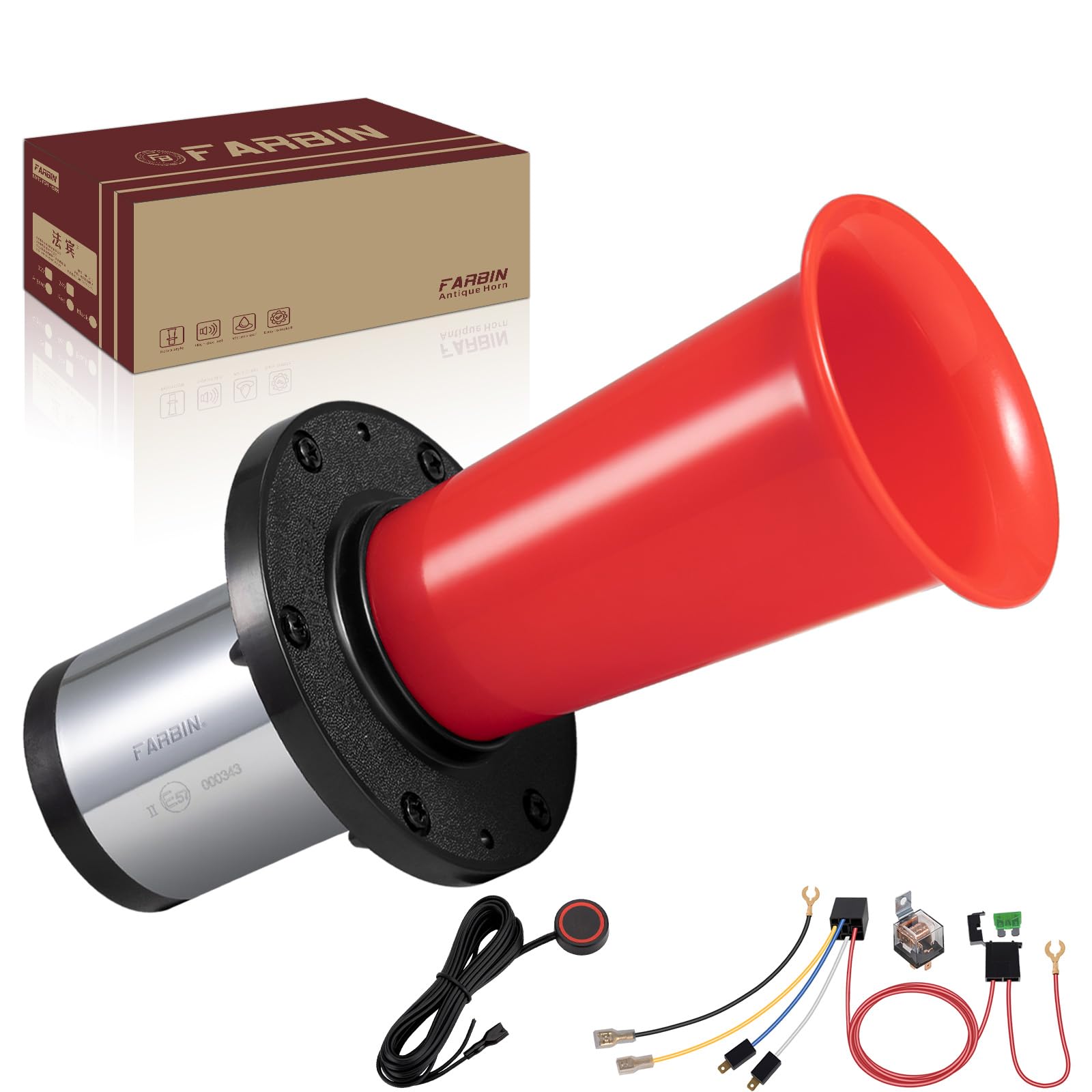 FARBIN Bocina clásica para coche camión 12 V Ahooga Retro Bocina Kit clásico antiguo para motocicleta camión viejo coche vintage