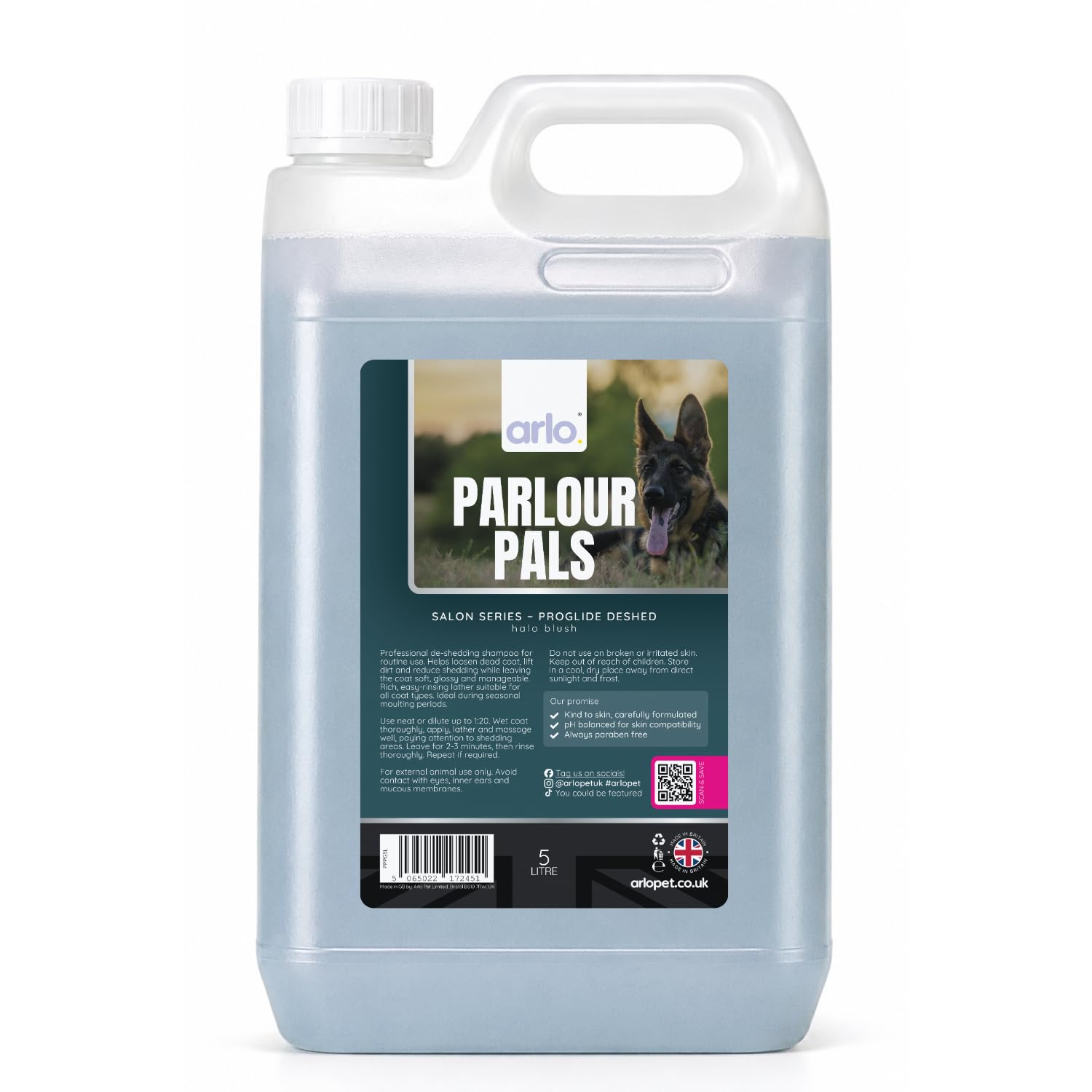 Parlour Pals Professional Deshedding Dog Grooming Shampoo 5L | 1:20 Concentrate | Quick Rinse Formula | Salon Grade Shampoo for Professional Groomers | Premium Coat Care - ProGlide Deshed