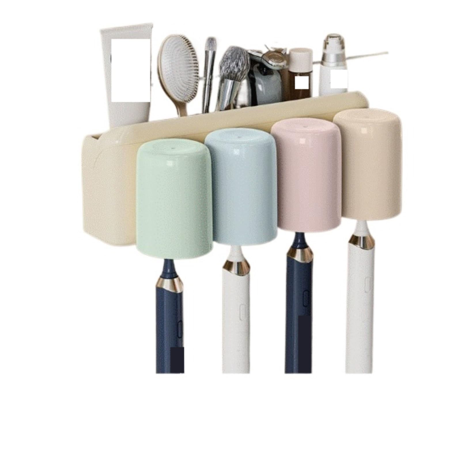 Porta Cepillos De Dientes Hotel Soporte For Cepillo De Dientes Sin Taladro, Taza For Enjuague Bucal, Estante Montado En La Pared Accesorios Baño(4 Cups)