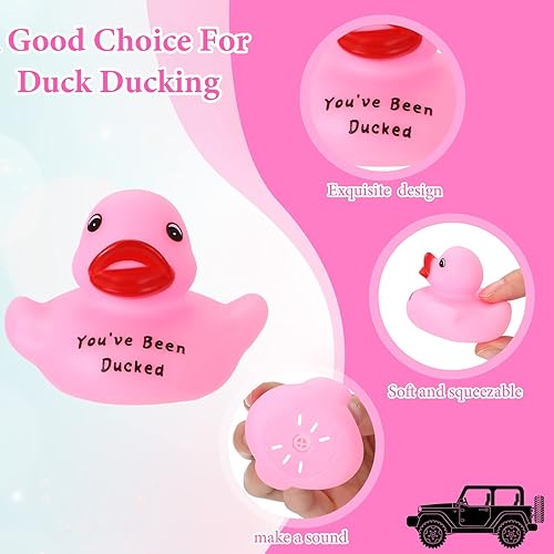 Miniatura 6 de 30 patos de goma rosados You've Been Ducks de goma para ducha, patos de goma de 2.16 pulgadas, patos pequeños, flotadores, juguetes de bañera para