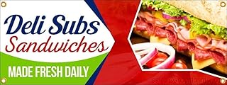 Deli Subs Sandwiches | Full Color Horizontal Vinyl Display Banner with Grommets | Ready to Hang | 3’h x 8’w ft