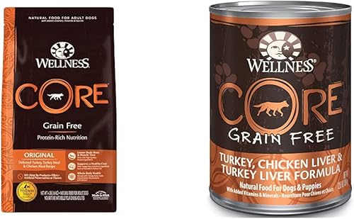 Miniatura 9 de Wellness CORE Alimento seco para perros de raza pequeña, sin granos, harina de pavo y pollo, bolsa de 4 libras, paté de comida húmeda para perros,