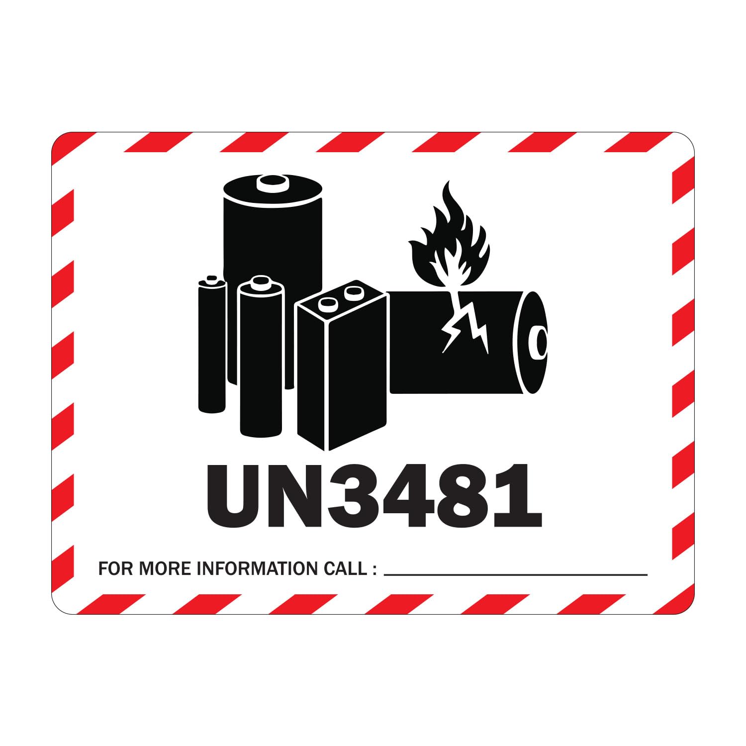 Caution UN3481 Lithium Ion Battery Warning Labels