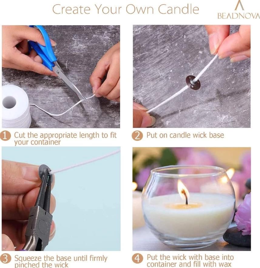 Hilo para Velas Trenzado Algodón 200FT con Clips 300 Pcs miniatura 4