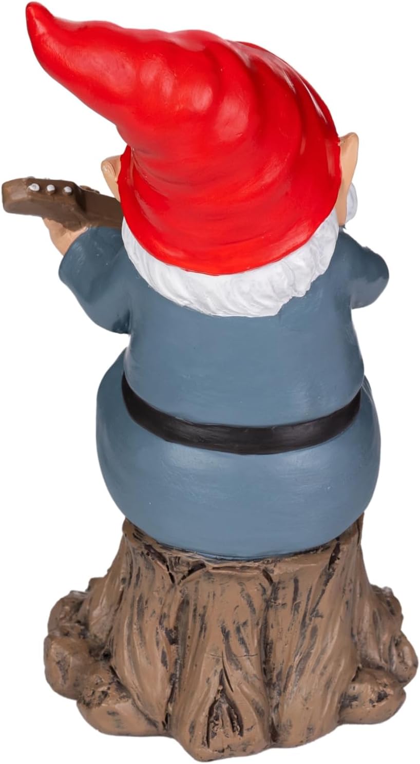 Melody Gnomes Strummin' Sam The Guitar Gnome Statue - Whimsical Musician Garden Gnome for Indoor Outdoor Decor, Hand-Painted Resin Figurine for Patio, Lawn & Yard, Unique Music Lover Gift
