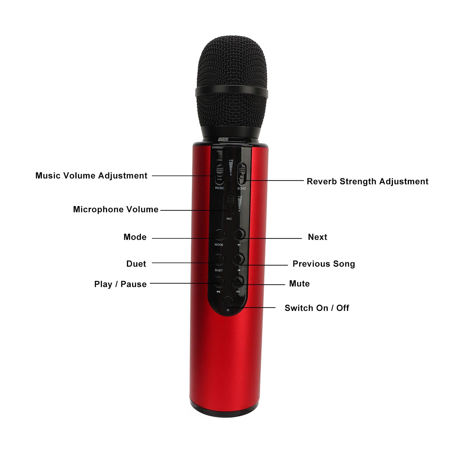 Micrófono Capacitivo inalámbrico Altavoz Dual Micrófono de Karaoke Micrófono Bluetooth portátil Micrófono de Audio para Cantar en casa Todo en uno (se envía con (Día)