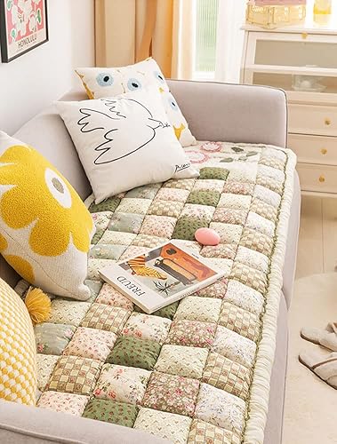 Miniatura 7 de vctops Funda de sofá bohemia de algodón acolchada de algodón, con estampado floral, funda de sofá modular, antideslizante, suave, protector de