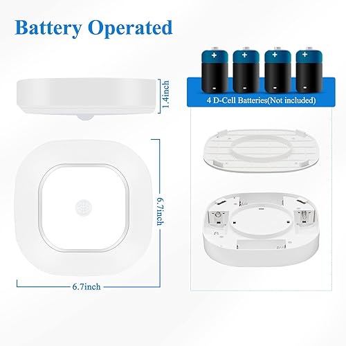 Miniatura 6 de WhitePoplar Luces de armario que funcionan con baterías luz con sensor de movimiento de techo alimentada por batería, luces LED inalámbricas