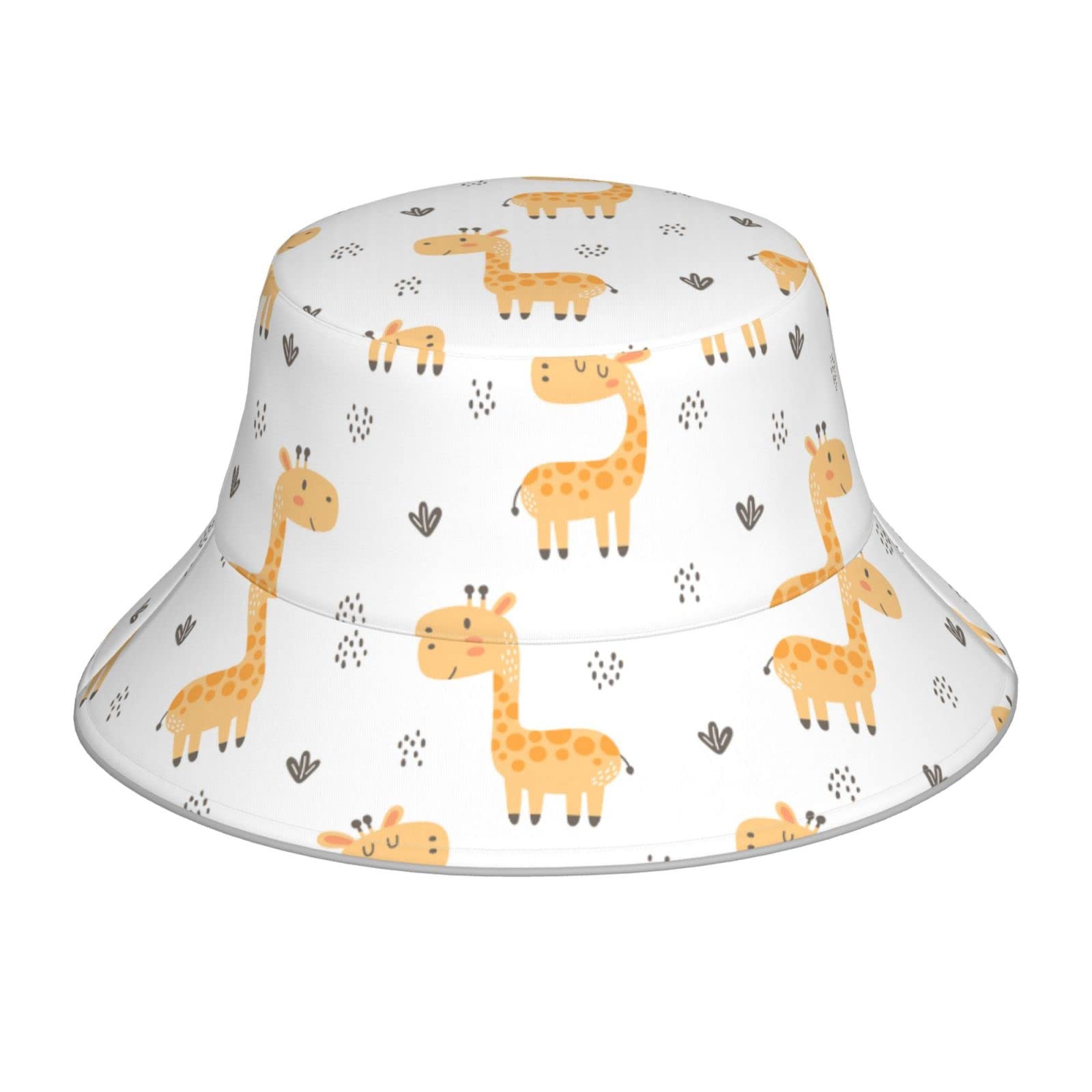 White Animal Giraffe Stylish Fisherman Hat - Reversible, and Reflective Sun Hat for Beach, Travel, and Outdoor Activities