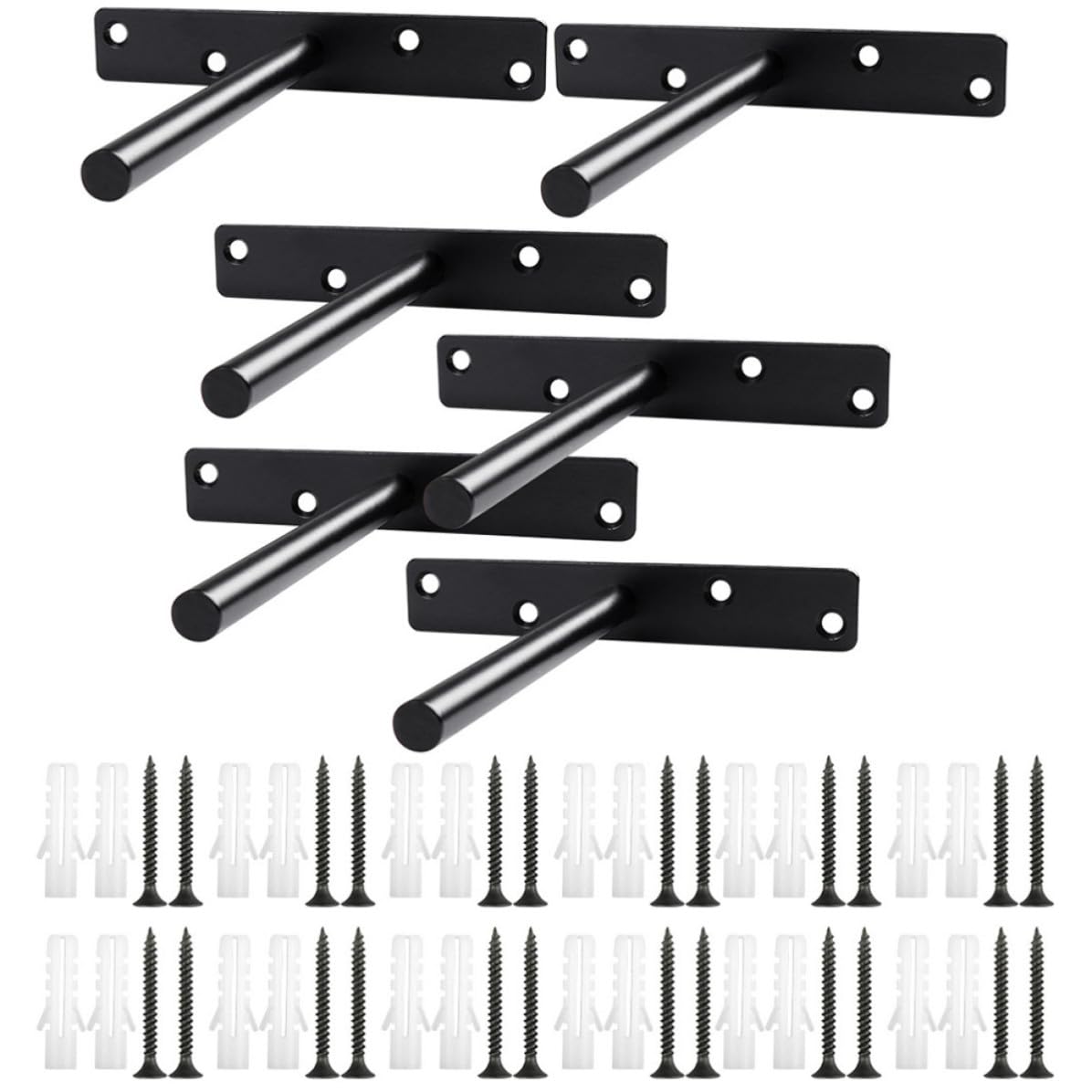 Support étagère flottante acier noir, fixation murale robuste et quincaillerie cachée