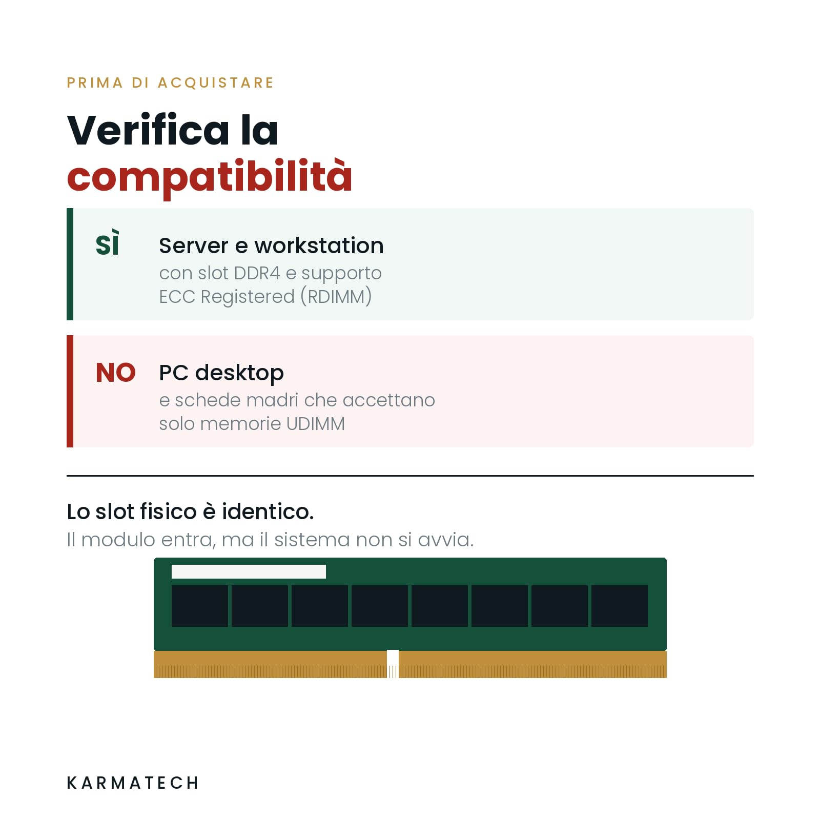 KARMATECH Memoria RAM Server 16GB DDR4 2666MHz PC4-21300 ECC Registered RDIMM 288 Pin 1,2V - Modulo Usato Come Nuovo Testato per Server e Workstation, Garanzia 12 Mesi