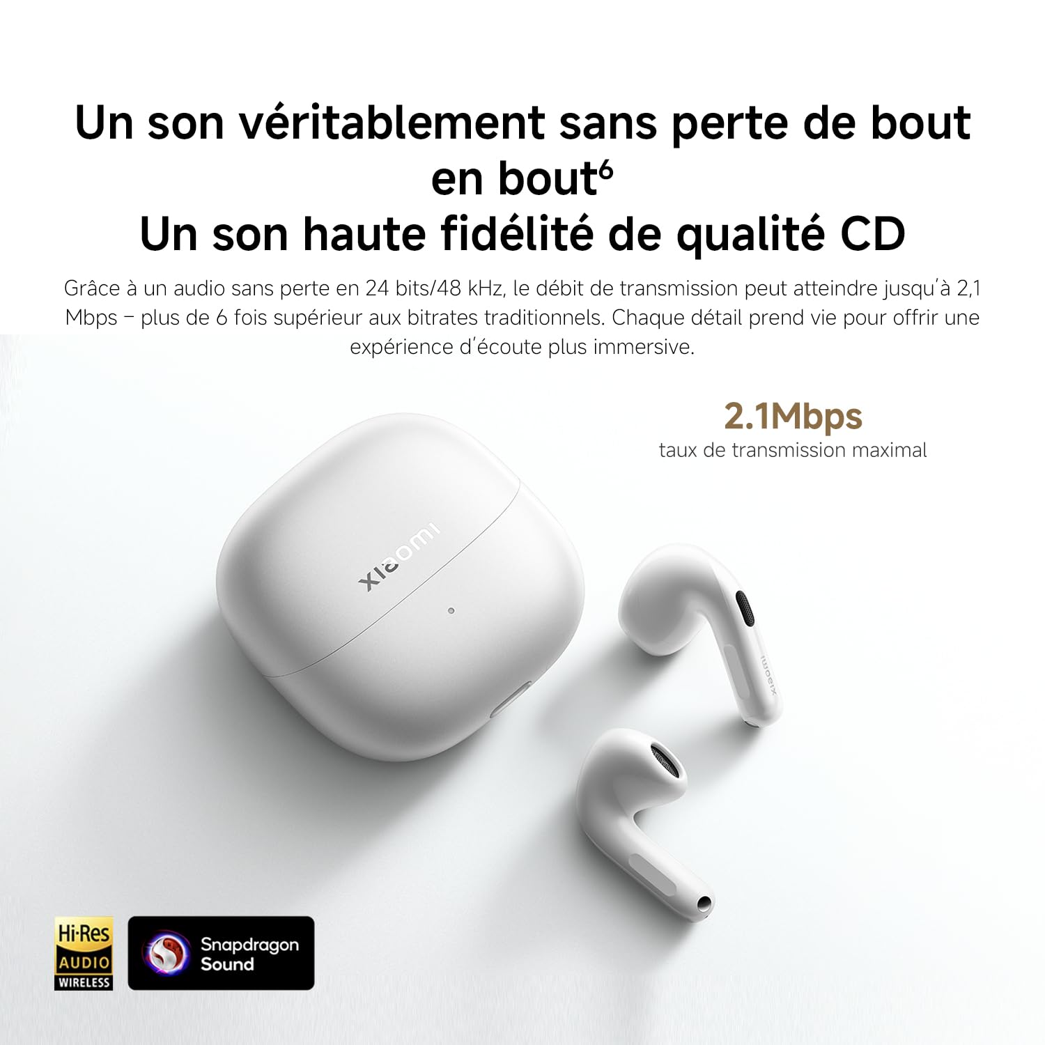 XIAOMI Buds 6, Écouteurs True Wireless, Réduction du bruit à 3 micros, Harman AudioEFX, Système de haut-parleurs à triple aimant, 35 h d’autonomie,Personnalisation via l’application, IP54, Gris titane