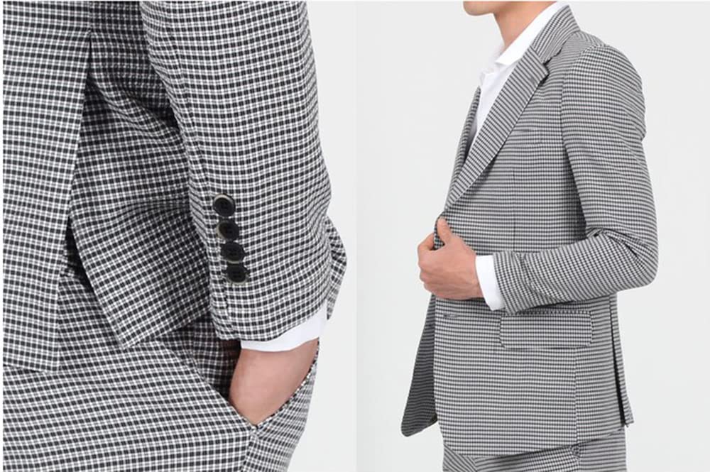 Uomo Tuta Pied de Poule Due Bottoni Giacca e Pantaloni Prom Abiti Homecoming
