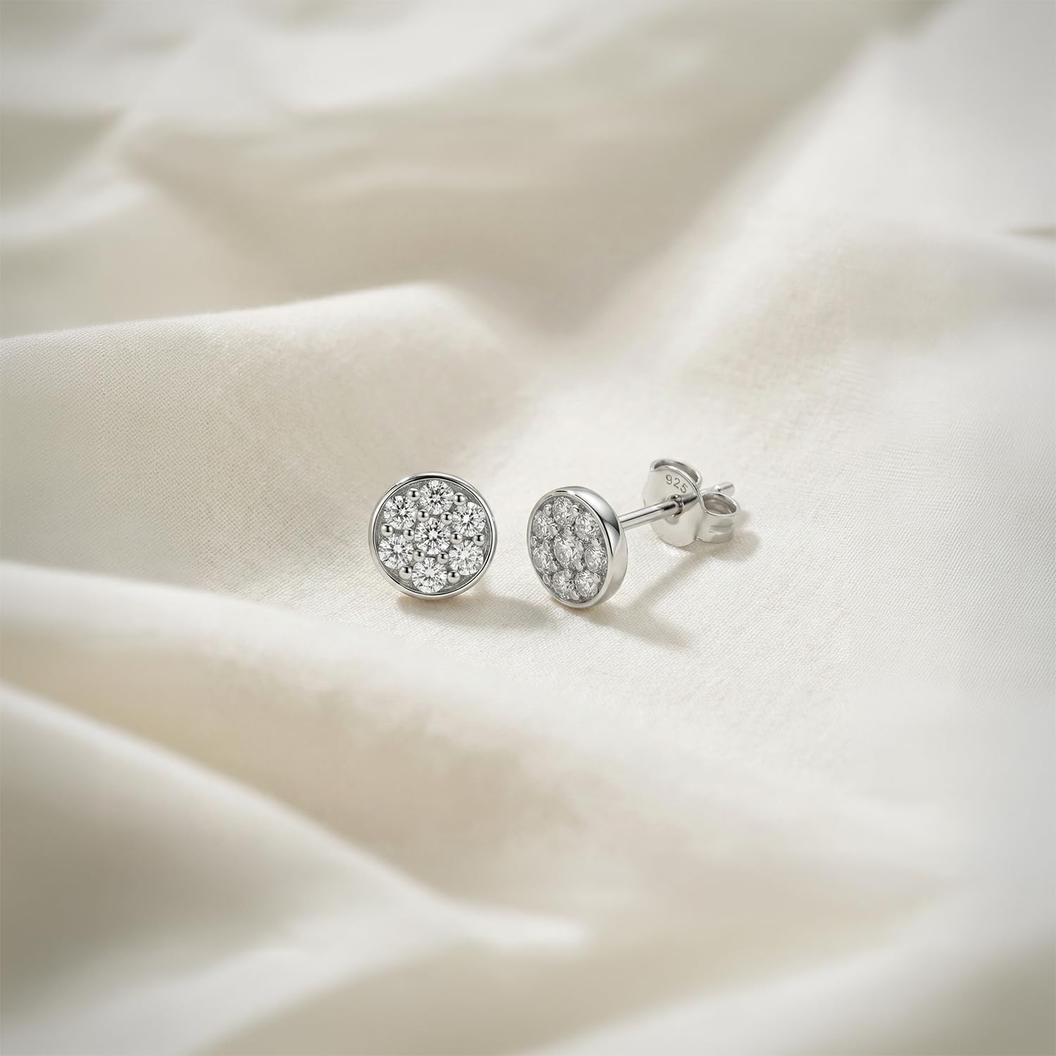 LeCalla 925 Sterling Silver Cubic Zirconia Stud Earrings for Women | Rhodium-Plated Tree of Life & Round Halo Disc Designs CZ Studs Earrings Jewelry Gift for Birthday, Christmas & All Occasions