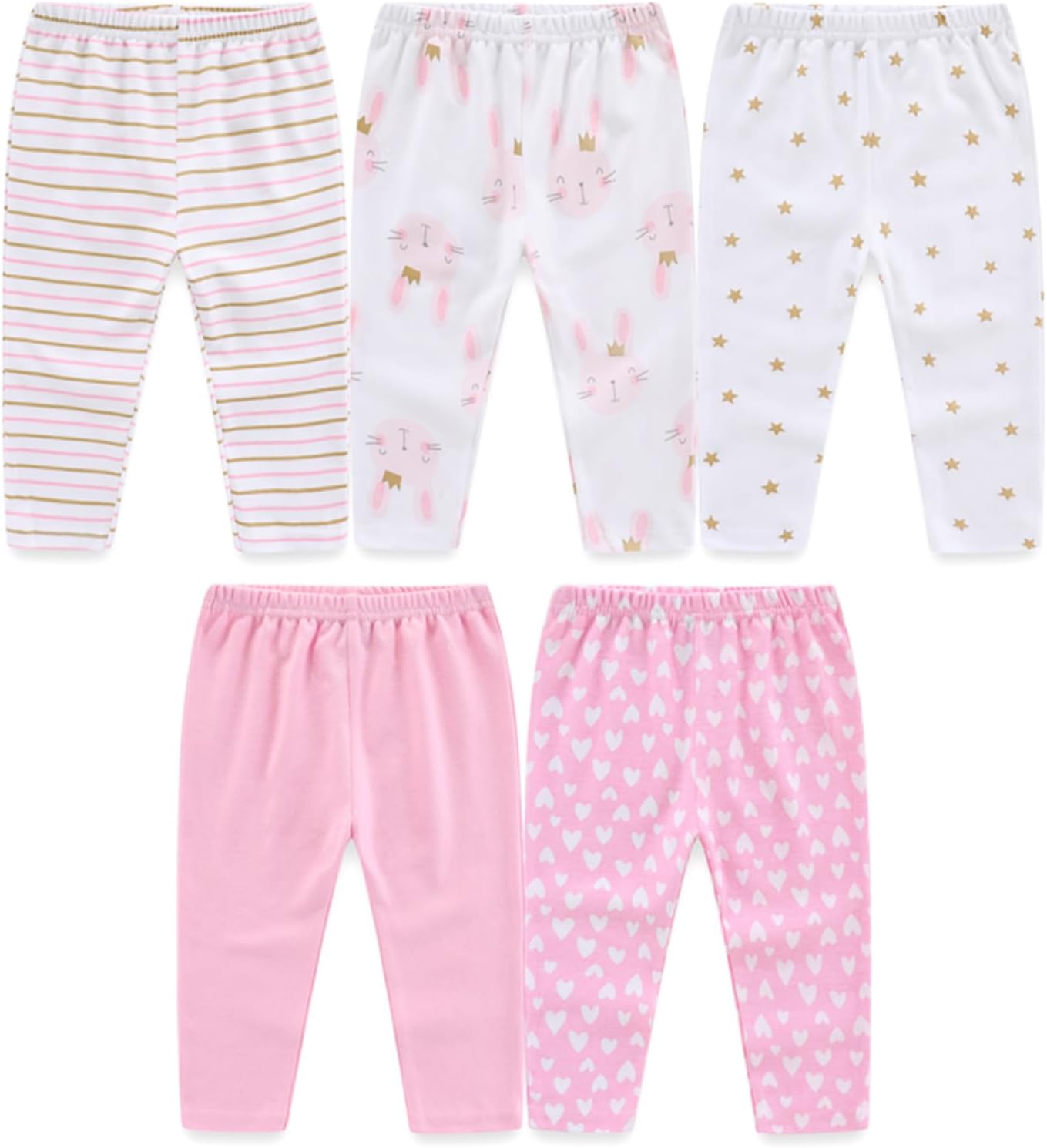 JELYLOVE Unisex Baby Boy Girl Pants Sets Cotton Soft Infants Bottoms Casual 5 Pack 0-12 Month Babies' Leggings