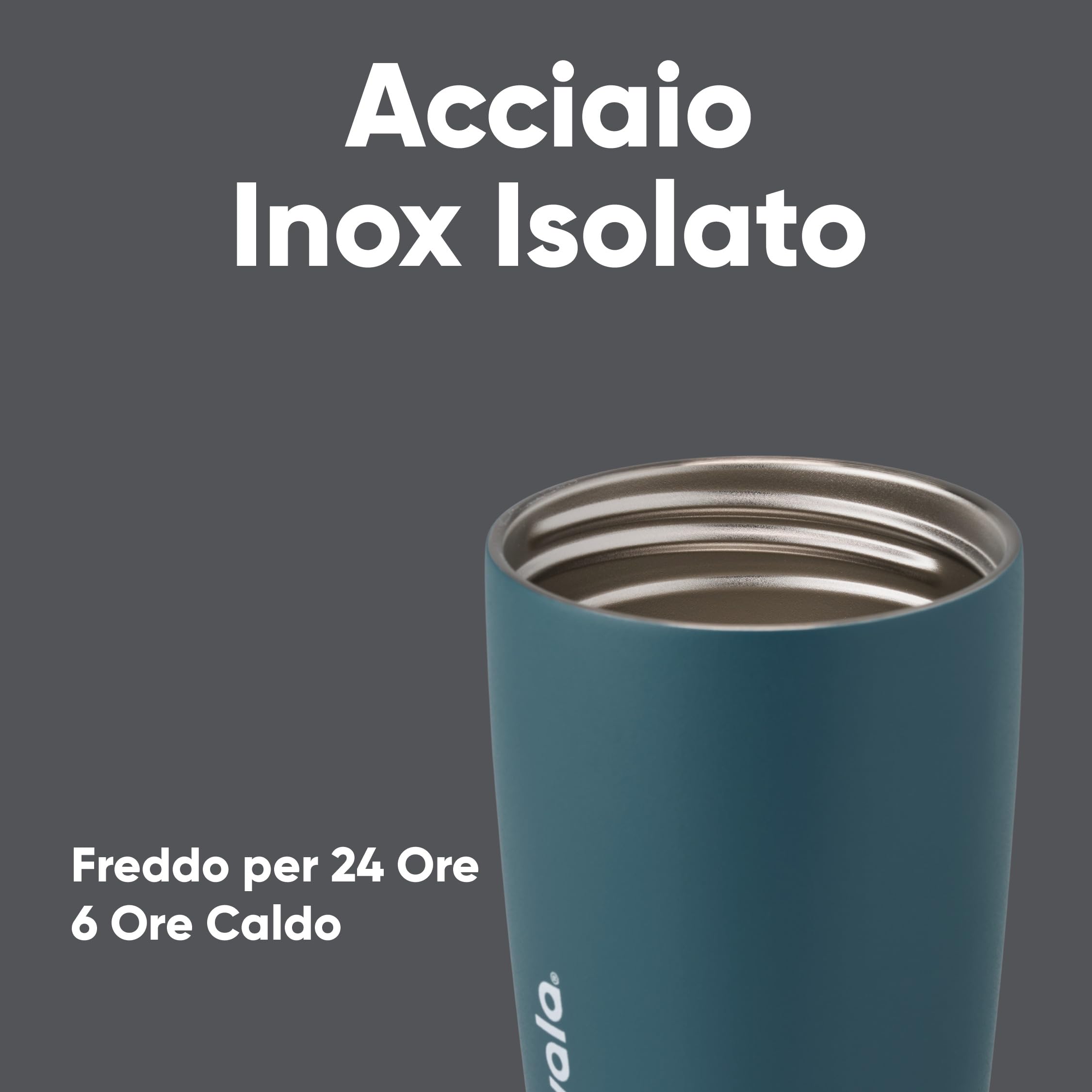 Owala SmoothSip Slider tazza da caffè termica in acciaio inox, 355 ml, bicchiere riutilizzabile per bevande fredde, tazza da viaggio per bevande calde, senza BPA, High Dive