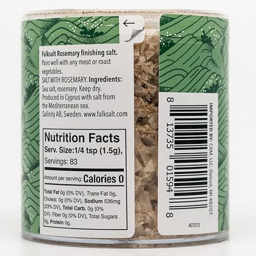 Falksalt | Rosemary Sea Salt Flakes 4.4Oz. | Gourmet Finishing Salt | Non-Gmo, Kosher And Halal Certified #TOP4