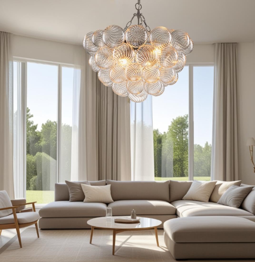 Lampadari a bolle, plafoniere a soffitto a bolle in vetro di Murano soffiato a mano con lampadine a LED, lampadario a risparmio energetico per soggiorno, camera da letto, corridoio, studio (bianco, 5
