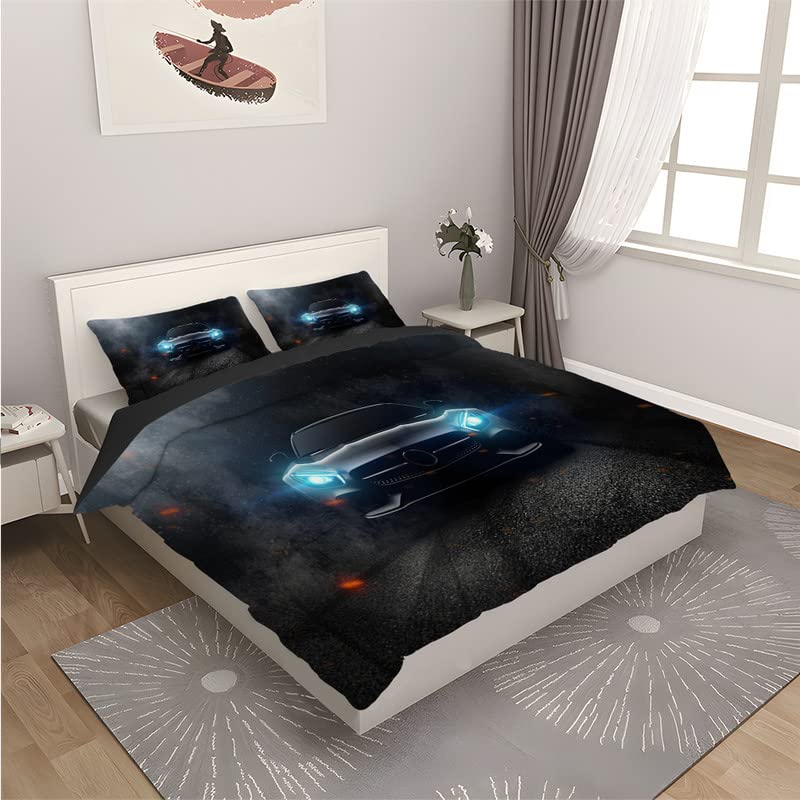 Housse couette 140x200 voiture grise microfibre douce contre plis