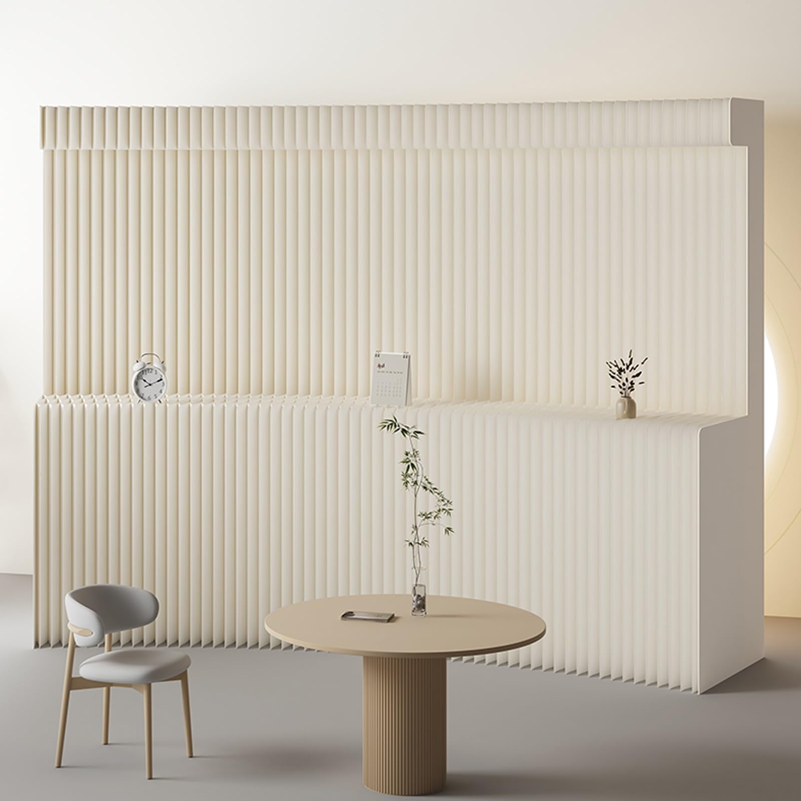 Cloison de bureau en papier design avec LED pour espace télétravail
